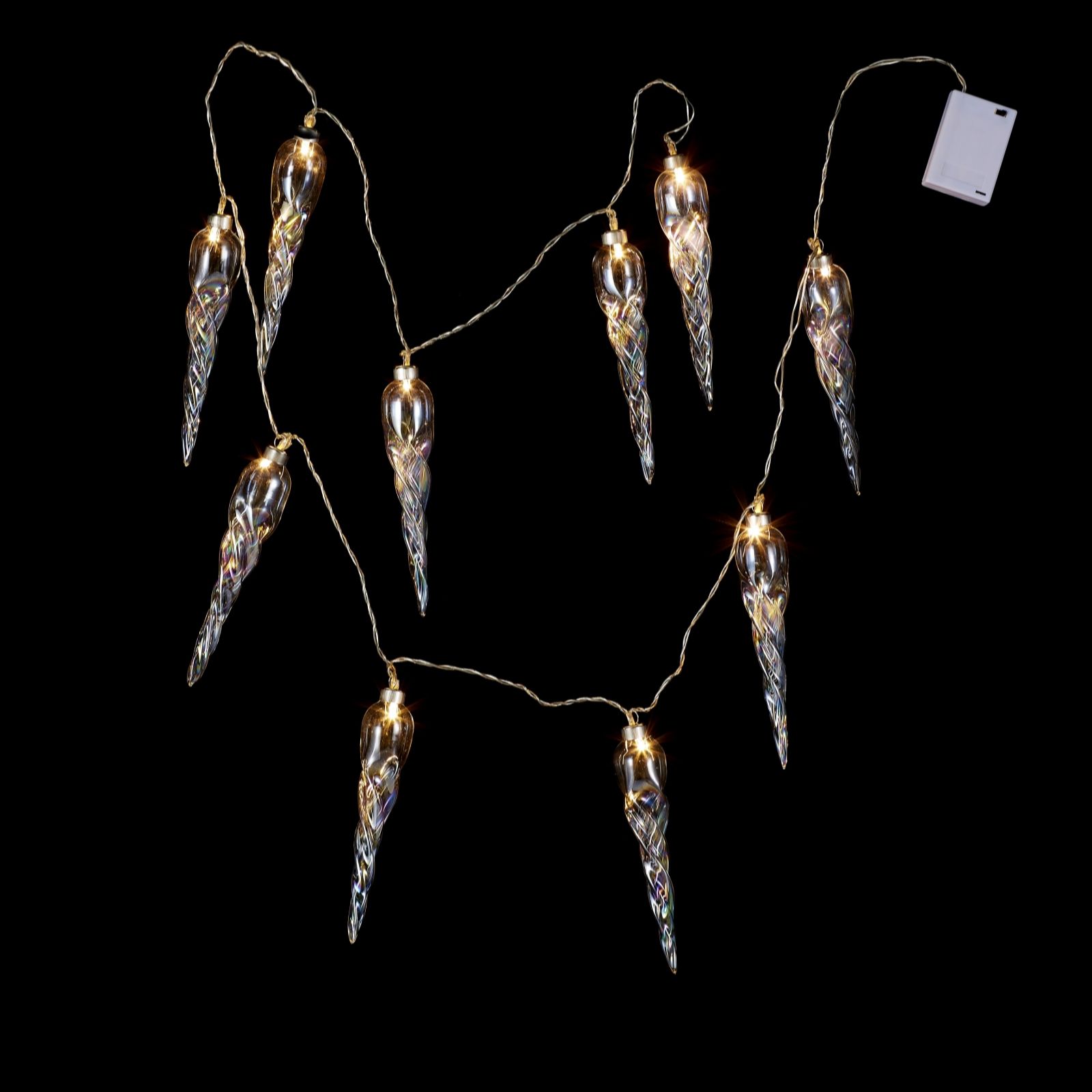 Alison Cork Set of 10 Glass Icicle LED String Lights QVCUK.com